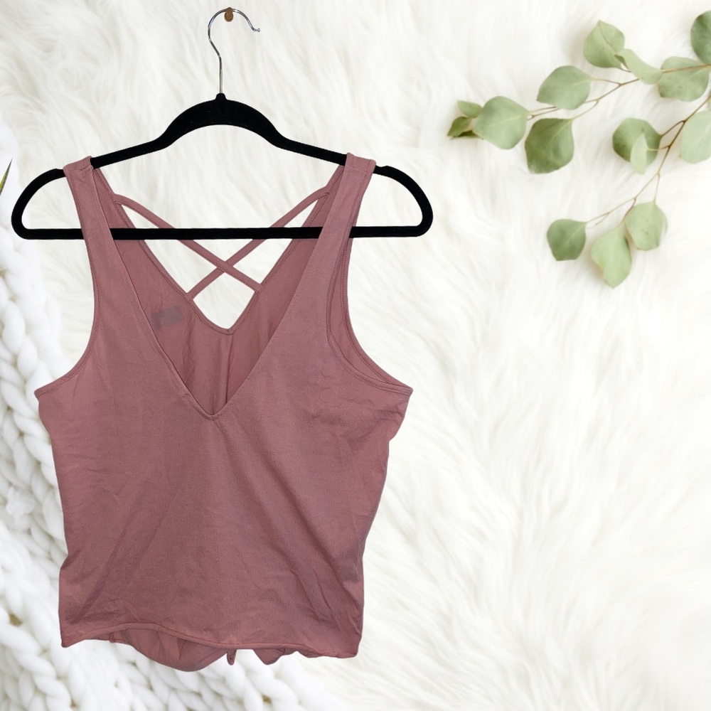NWOT 🏷 | (PINK) TIE FRONT TANK TOP - Picture 2 of 4